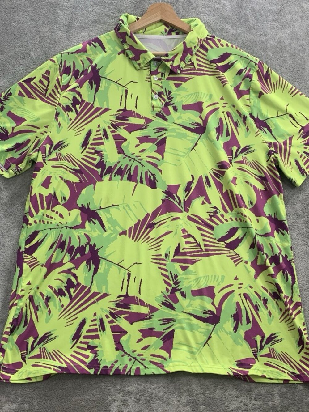 Proud 90 Golf Is Fun Shirt Men 2XL Wild Palms Golf Polo Neon Green Casual Preppy